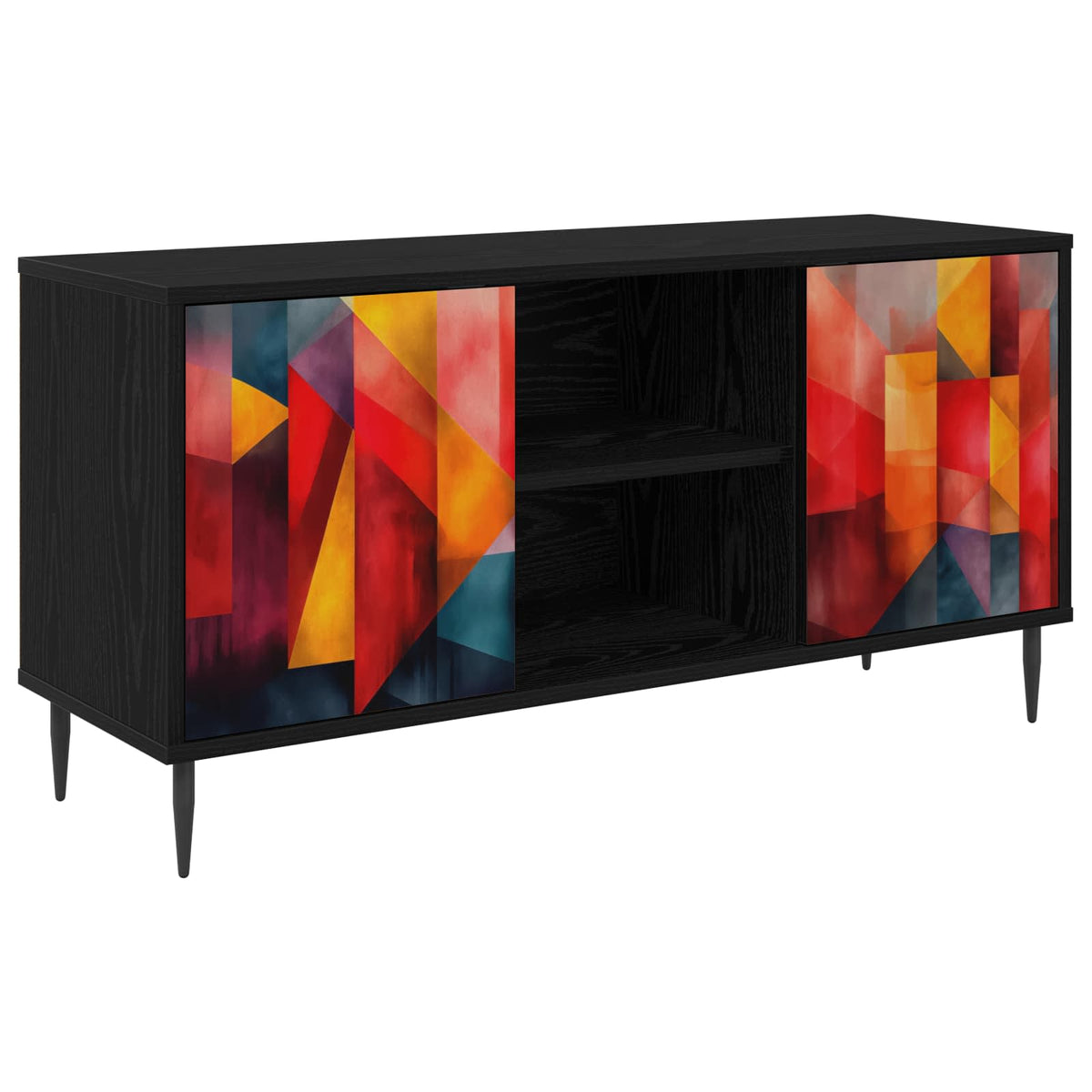 Wooden TV Stand 102cm Wide With 2 Doors And Raised Feet - Heesch