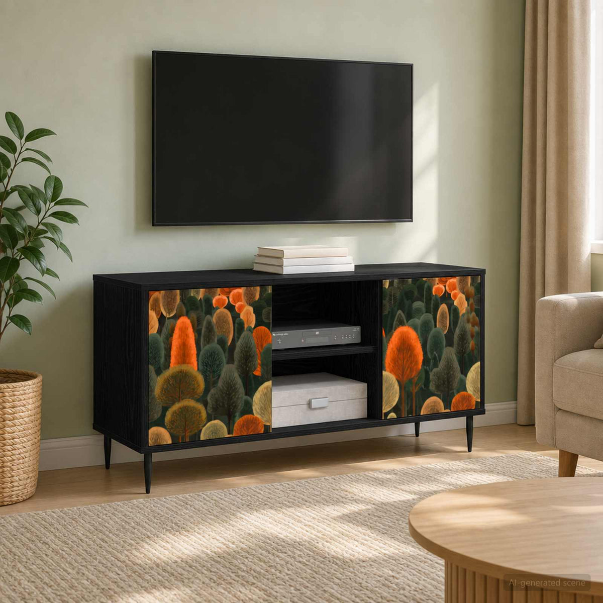 Wooden TV Stand 102cm Wide With 2 Doors And Raised Feet - Zaandam