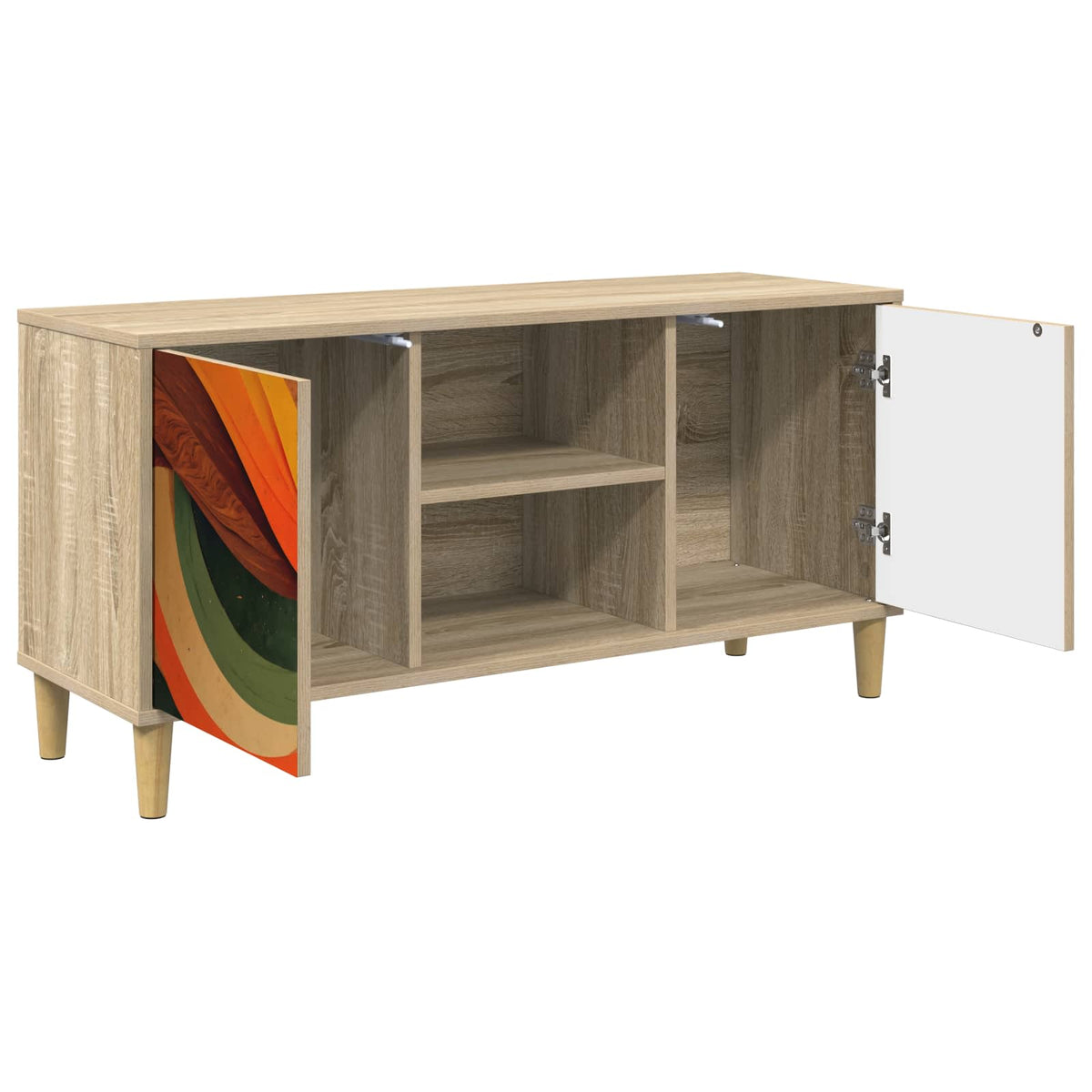 Wooden TV Stand 102cm Wide With 2 Doors - Bonn