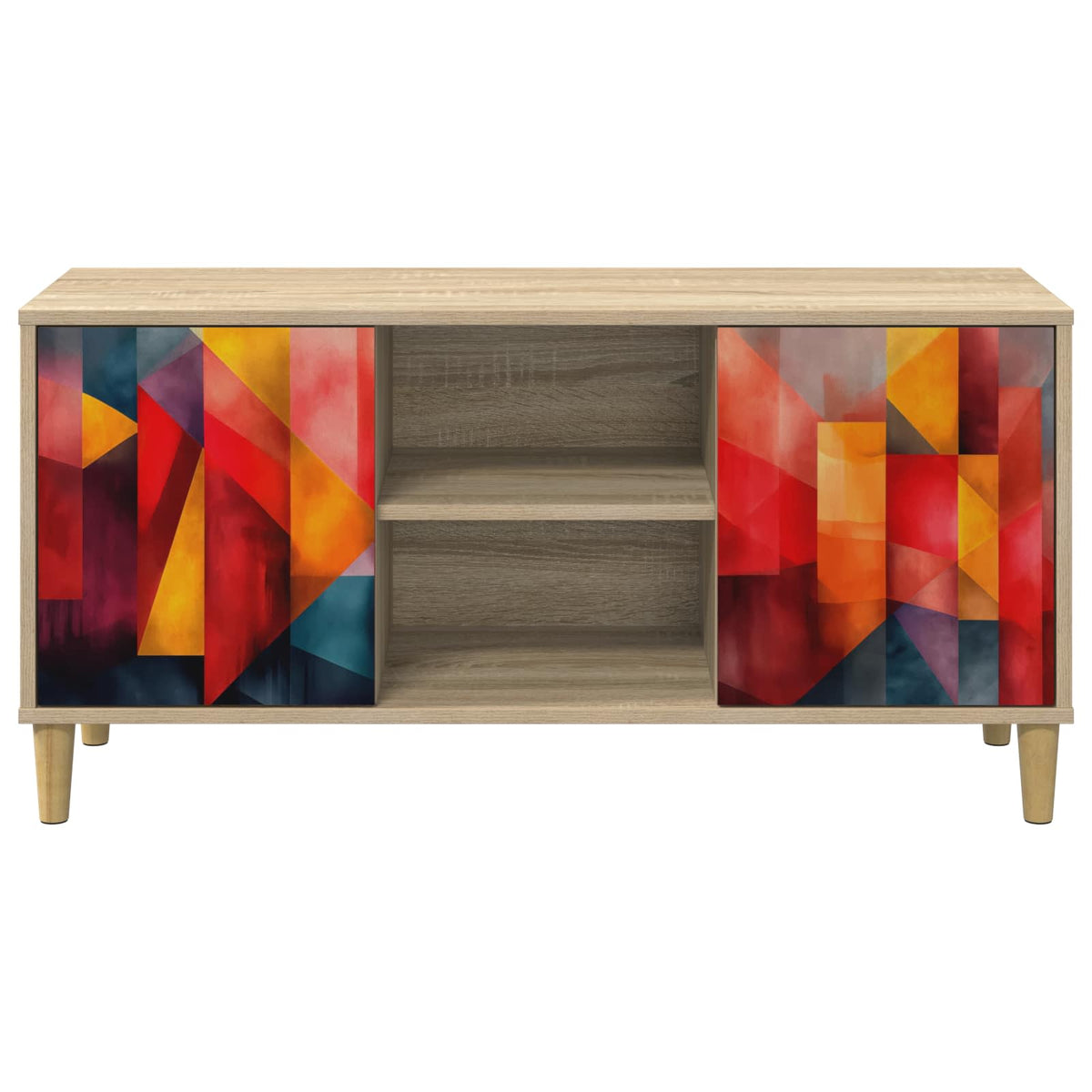 Wooden TV Stand 102cm Wide With 2 Doors - Heesch