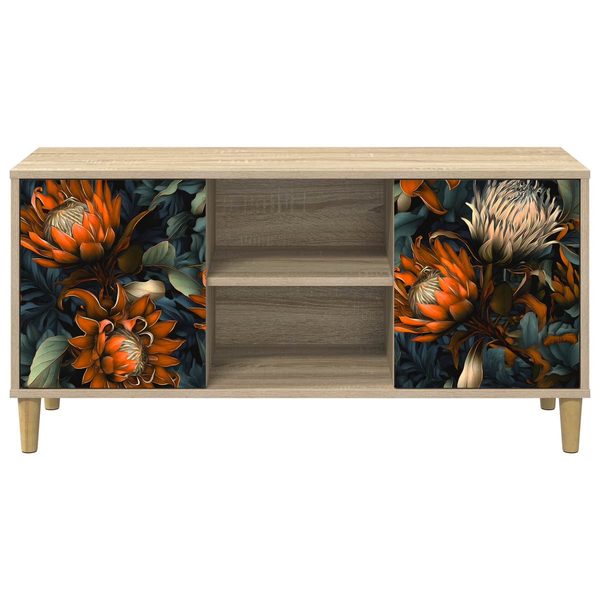 Wooden TV Stand 102cm Wide With 2 Doors - Lochem