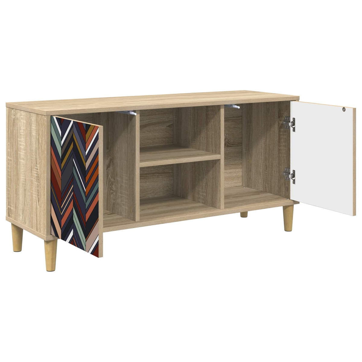 Wooden TV Stand 102cm Wide With 2 Doors - Ommen