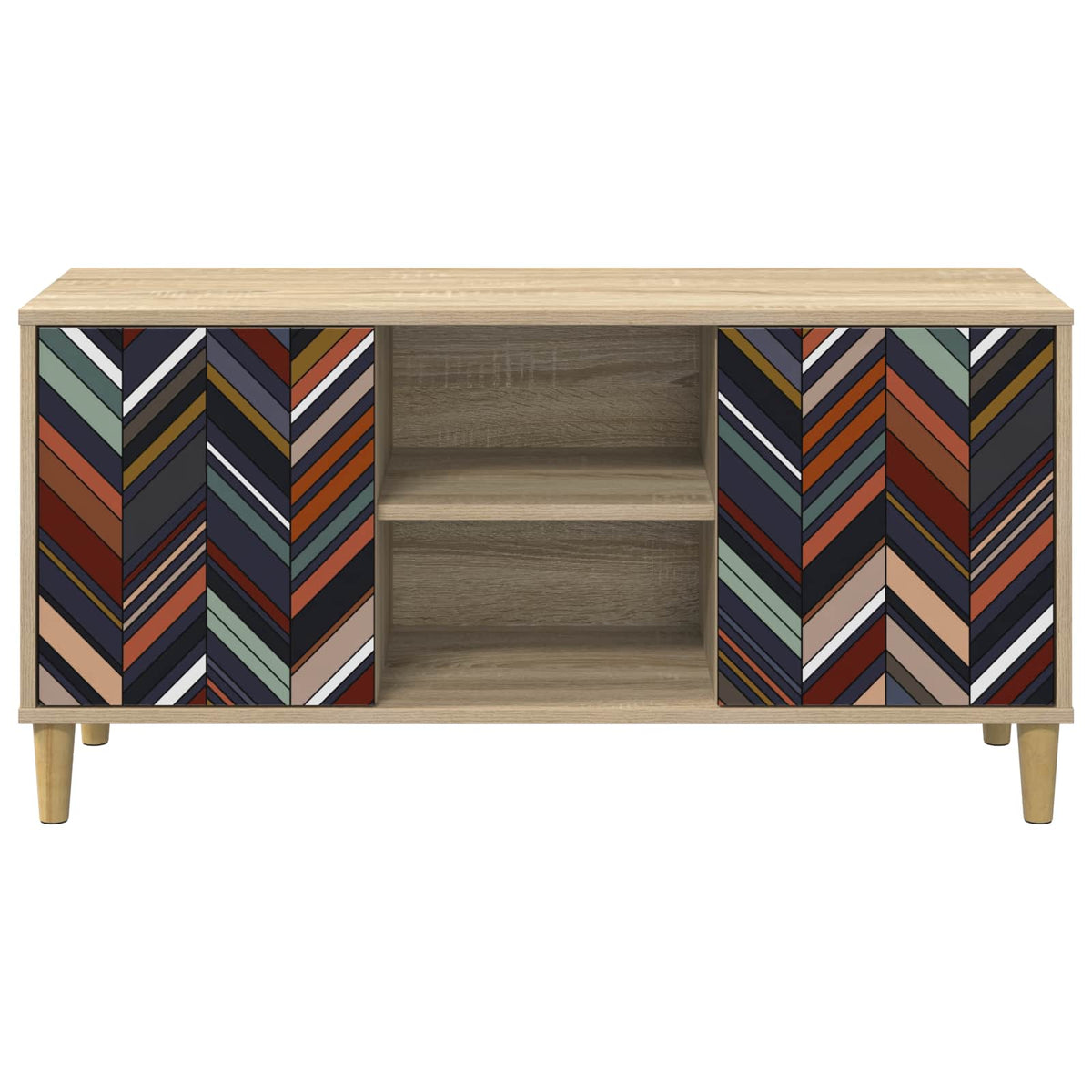 Wooden TV Stand 102cm Wide With 2 Doors - Ommen