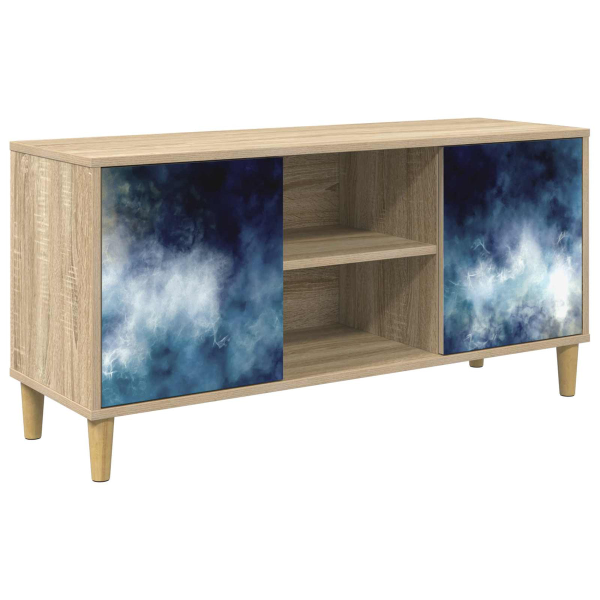Wooden TV Stand 102cm Wide With 2 Doors - Raalte