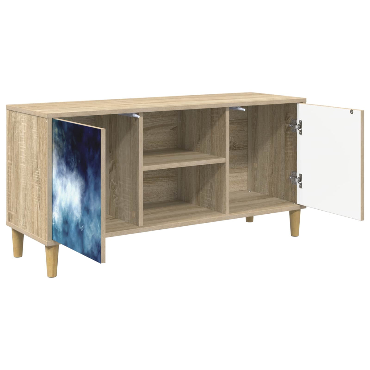 Wooden TV Stand 102cm Wide With 2 Doors - Raalte