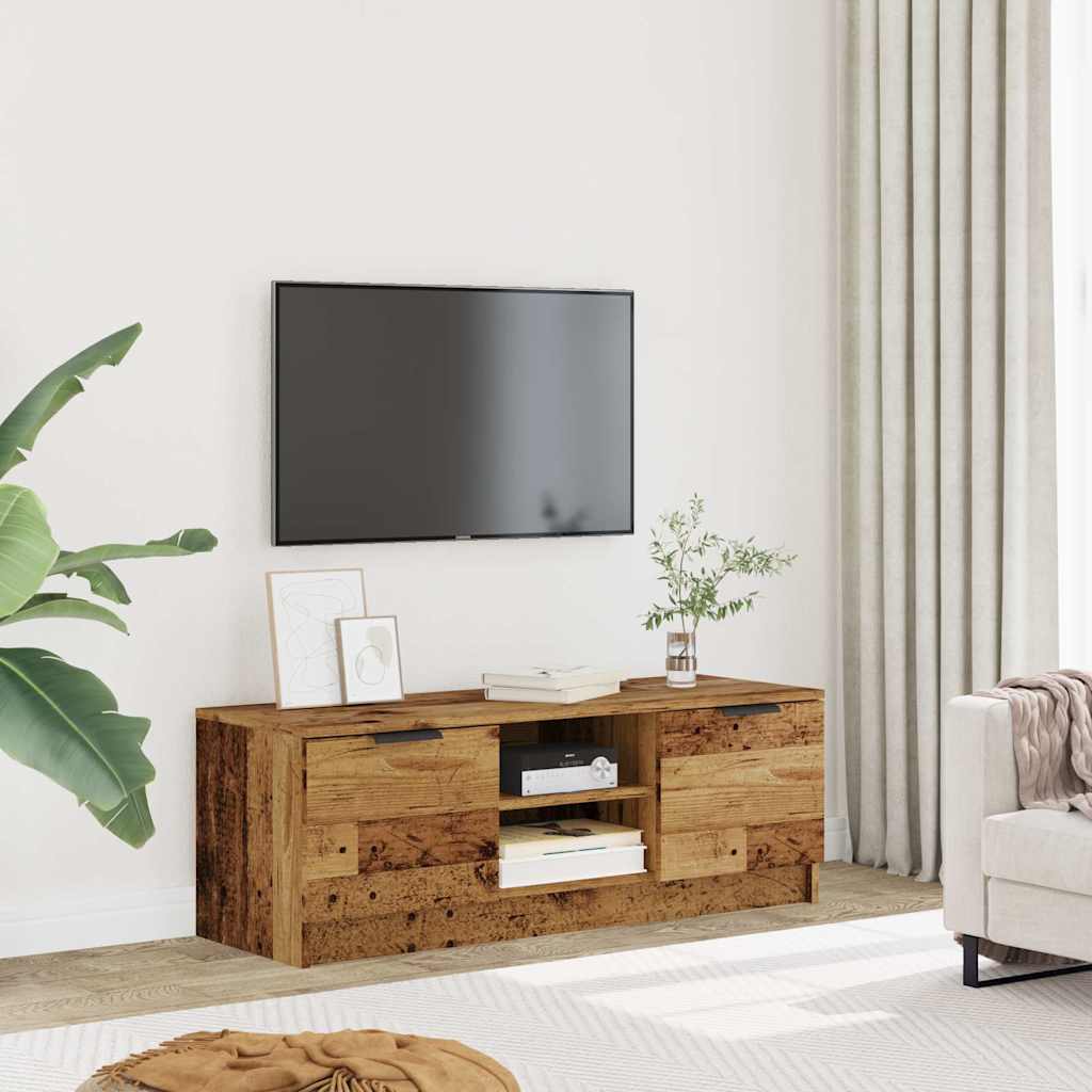 Wooden TV Stand 102cm Wide With 2 Doors - Vantage Home