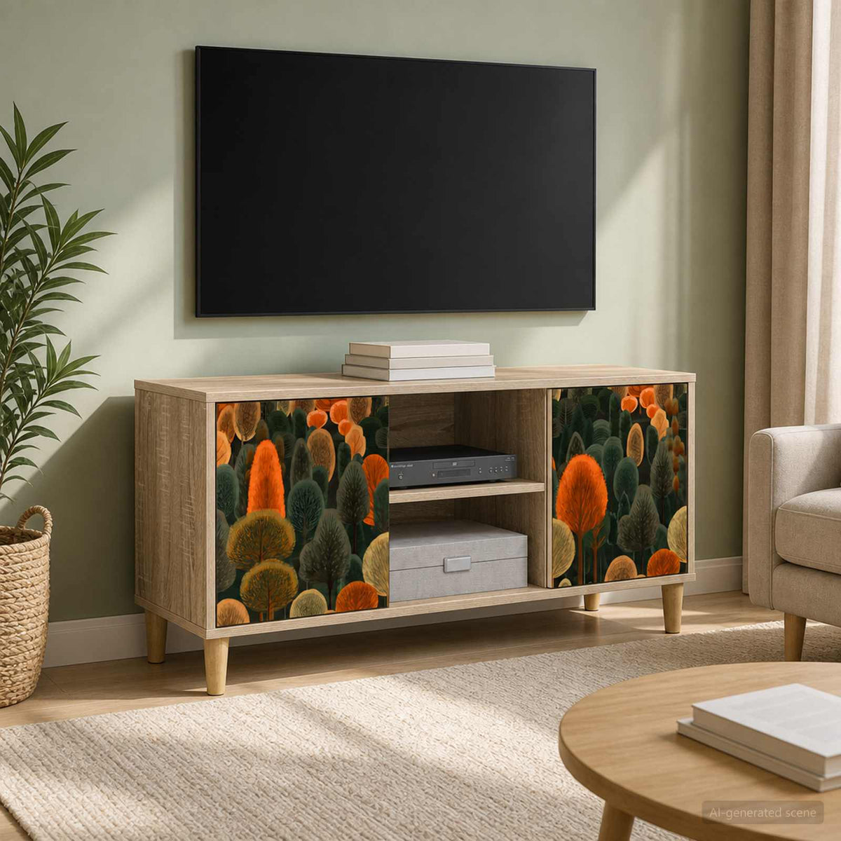 Wooden TV Stand 102cm Wide With 2 Doors - Zaandam