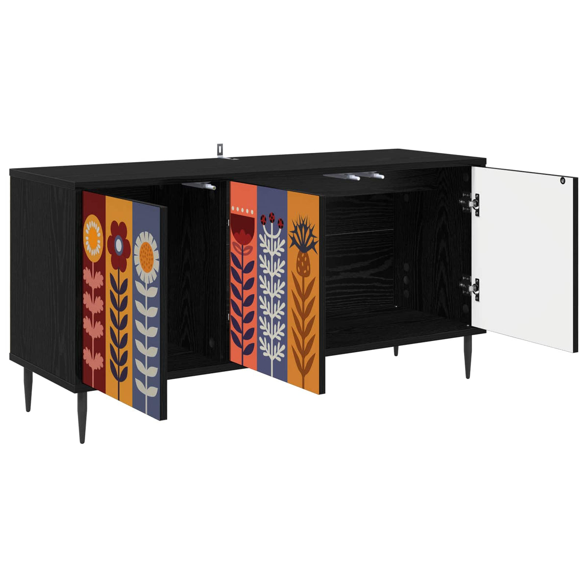Wooden TV Stand 102cm Wide With 3 Doors And Raised Feet - Essen