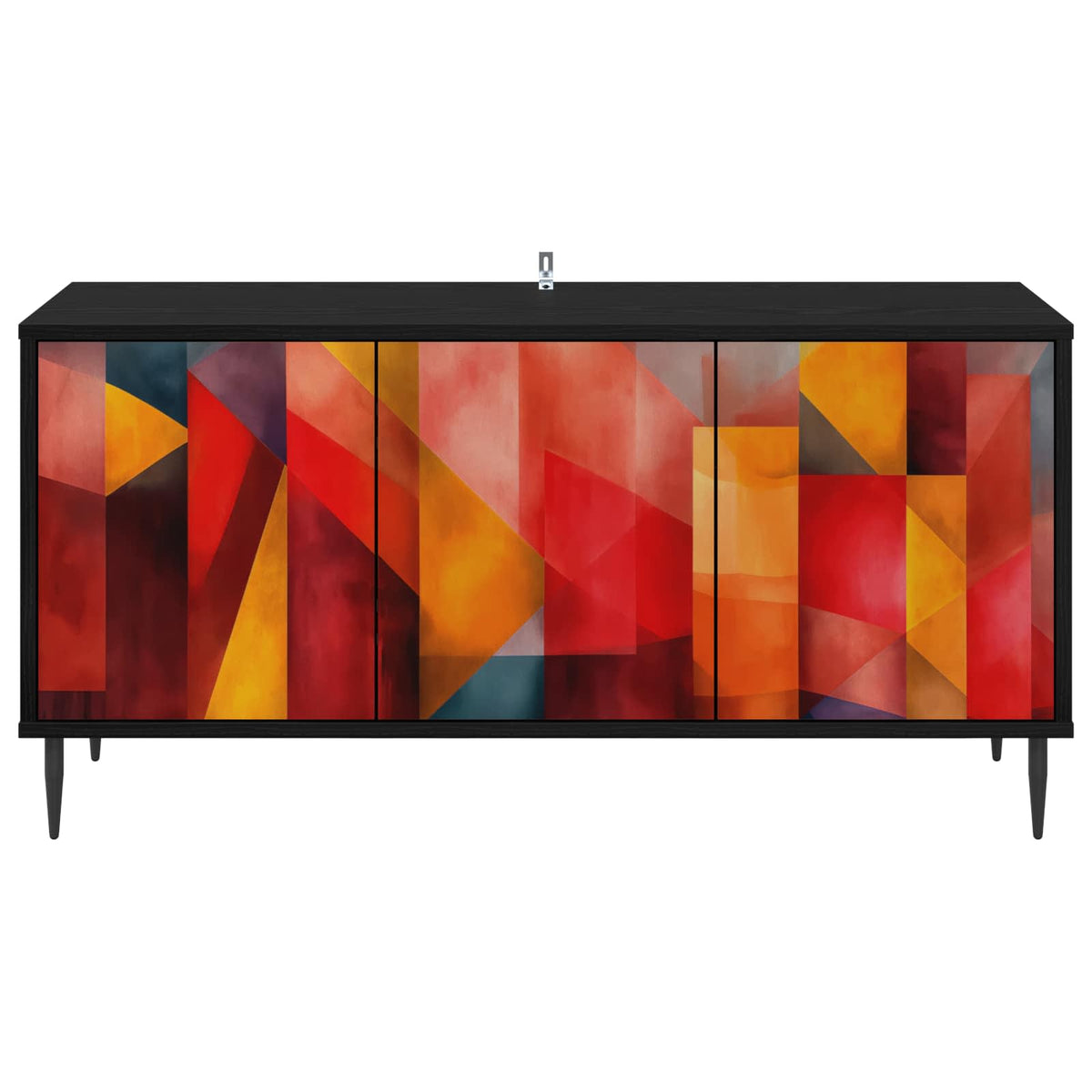 Wooden TV Stand 102cm Wide With 3 Doors And Raised Feet - Heesch