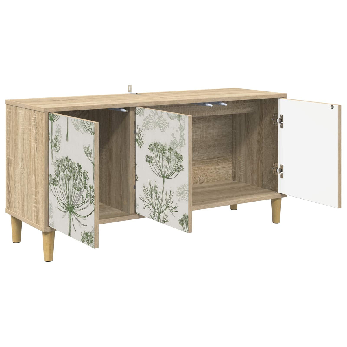 Wooden TV Stand 102cm Wide With 3 Doors - Gotha