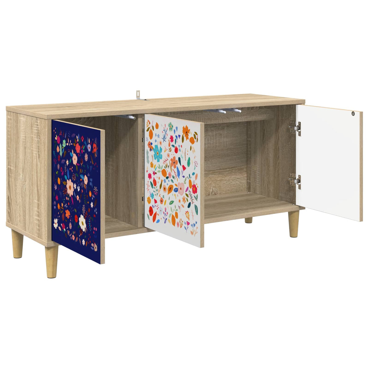 Wooden TV Stand 102cm Wide With 3 Doors - Mainz
