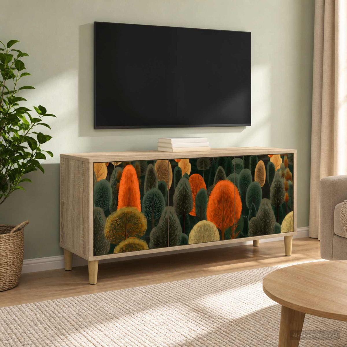 Wooden TV Stand 102cm Wide With 3 Doors - Zaandam