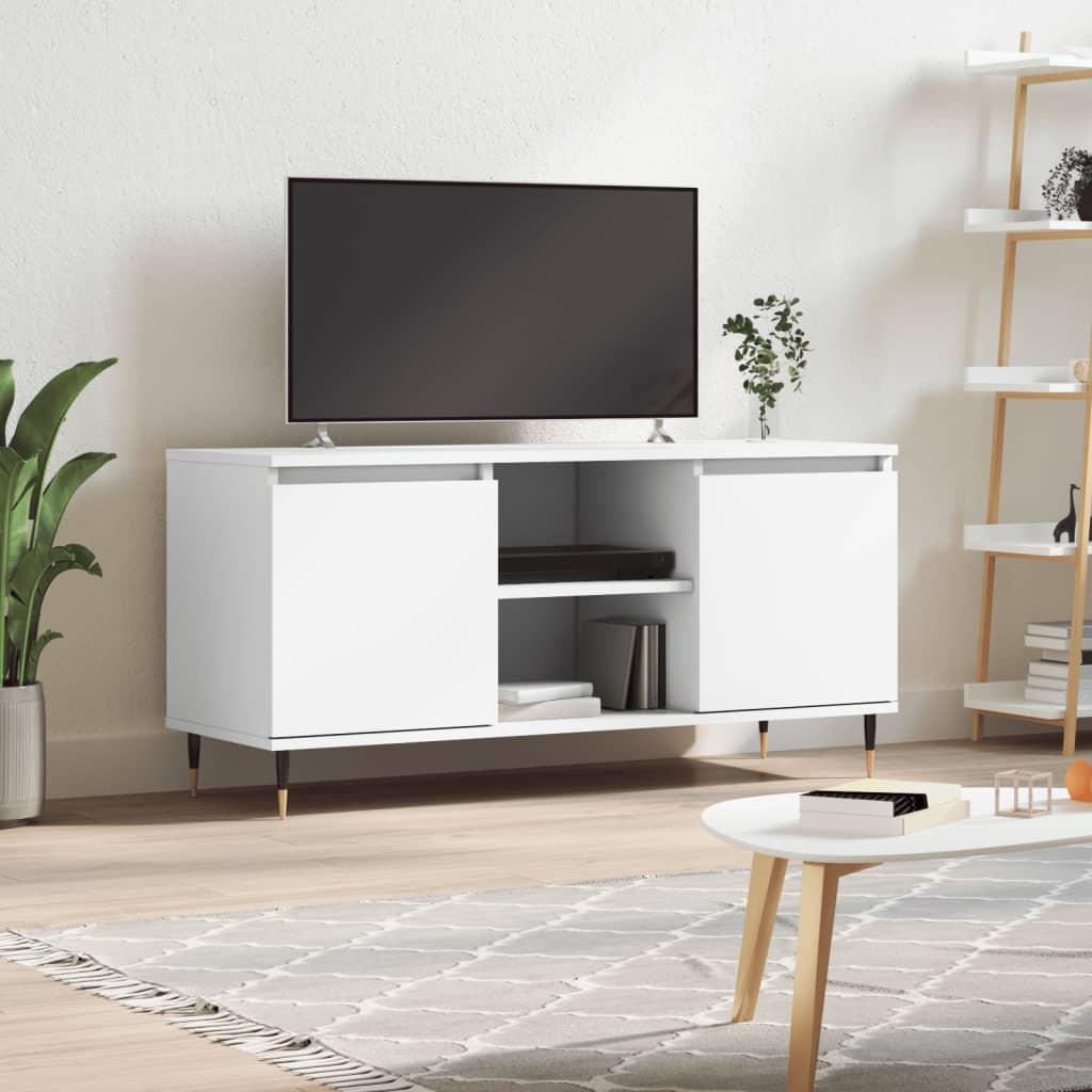 Wooden TV Stand 104cm Wide With 2 Doors - Vantage Home