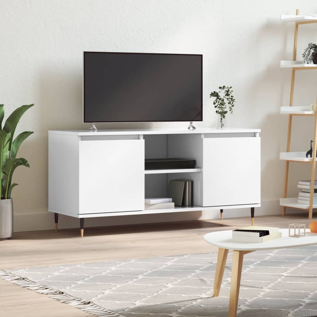 Wooden TV Stand 104cm Wide With 2 Doors - Vantage Home