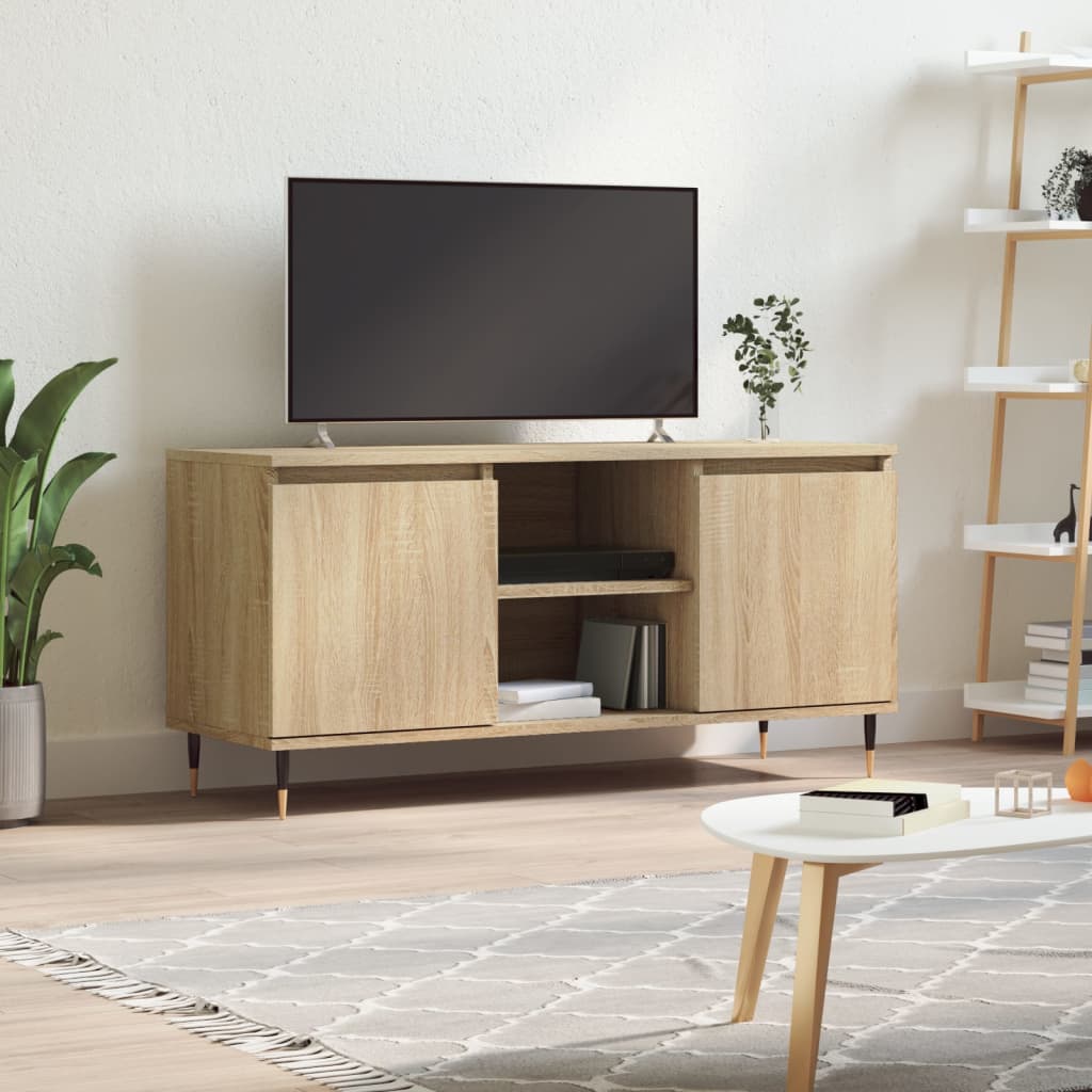 Wooden TV Stand 104cm Wide With 2 Doors - Vantage Home