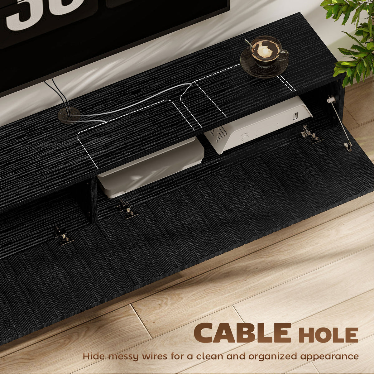 Wooden TV Stand 140cm Wide Wall Hung - Velmora