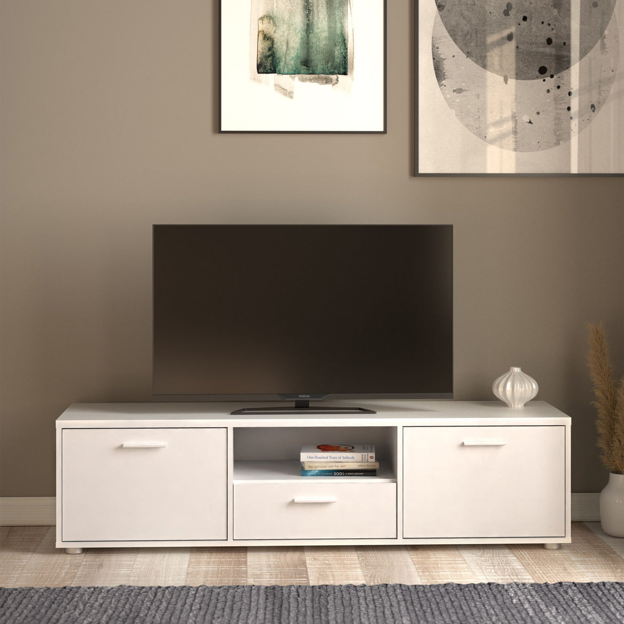 Wooden TV Stand 147cm Wide With 2 Doors And 1 Drawer - Media