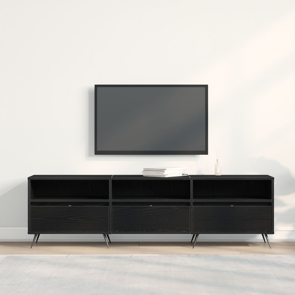 Wooden TV Stand 150cm Wide With 3 Doors - Vantage Home