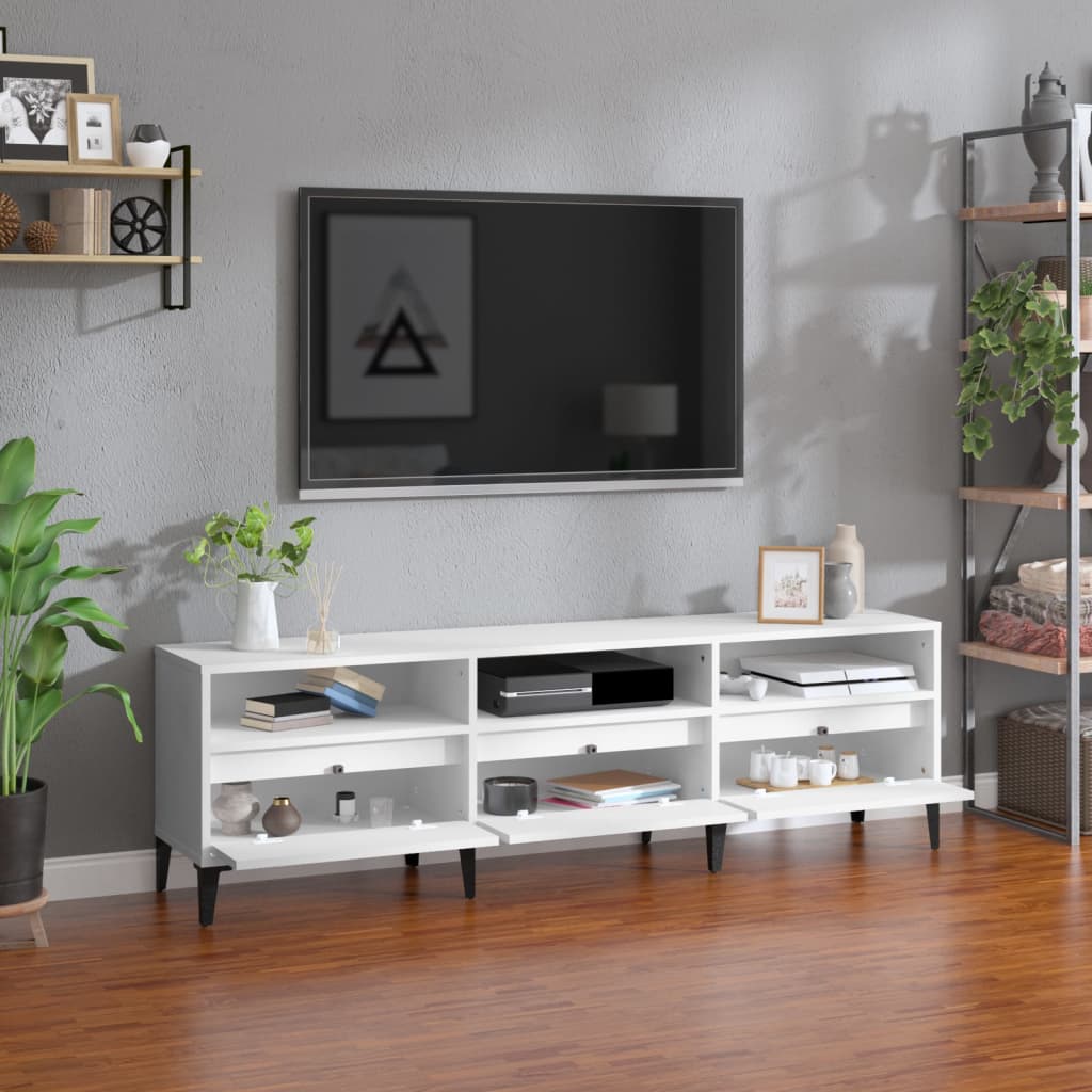 Wooden TV Stand 150cm Wide With 3 Flap Doors - Vantage Home