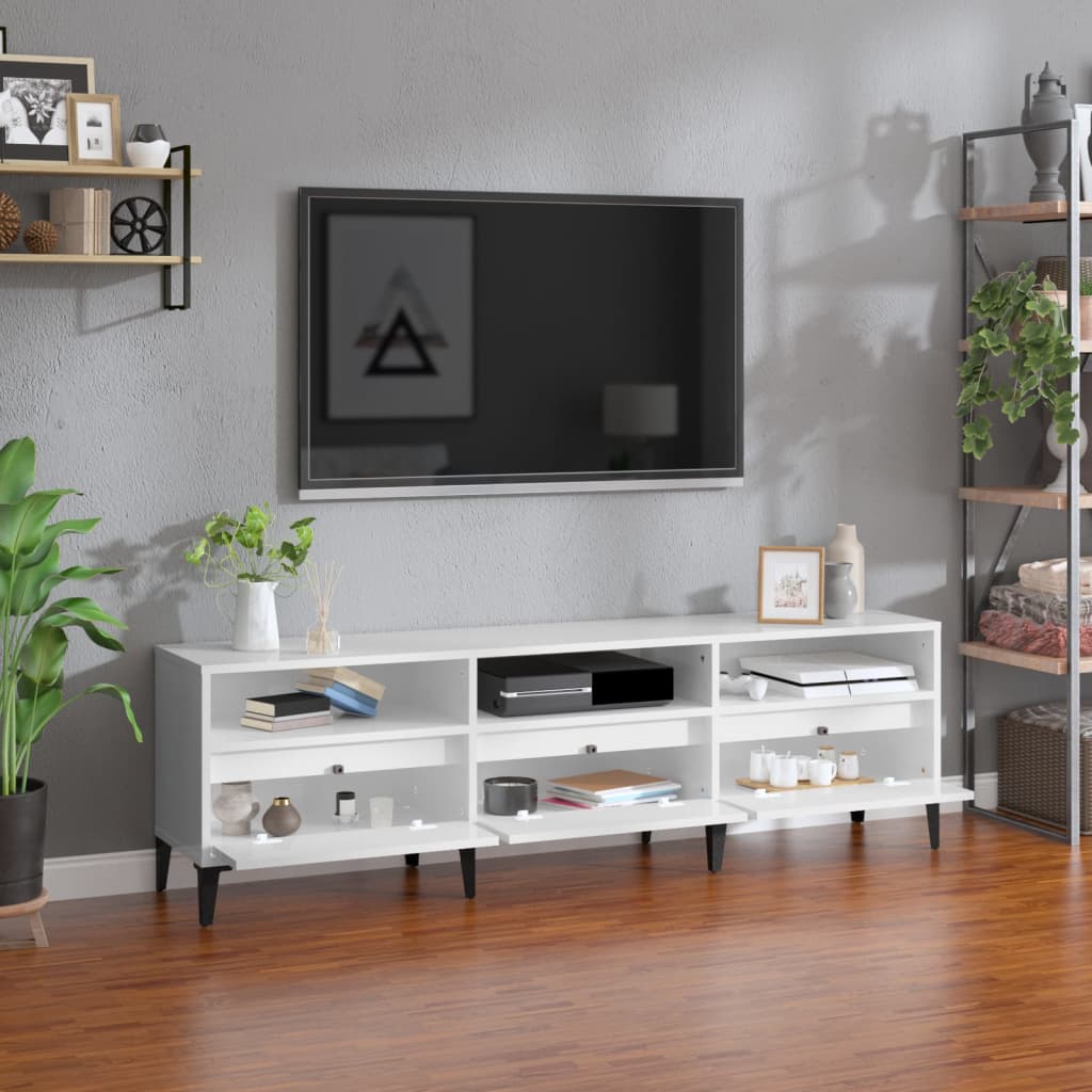 Wooden TV Stand 150cm Wide With 3 Flap Doors - Vantage Home