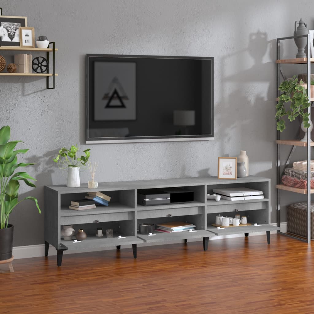 Wooden TV Stand 150cm Wide With 3 Flap Doors - Vantage Home