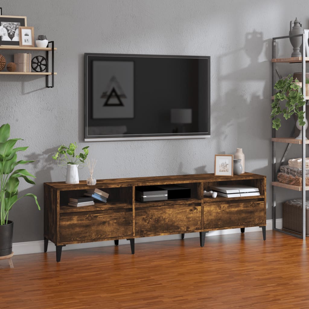 Wooden TV Stand 150cm Wide With 3 Flap Doors - Vantage Home