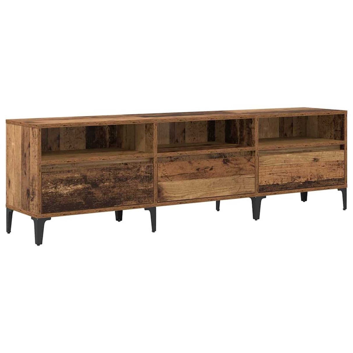 Wooden TV Stand 150cm Wide With 3 Flap Doors - Vantage Home
