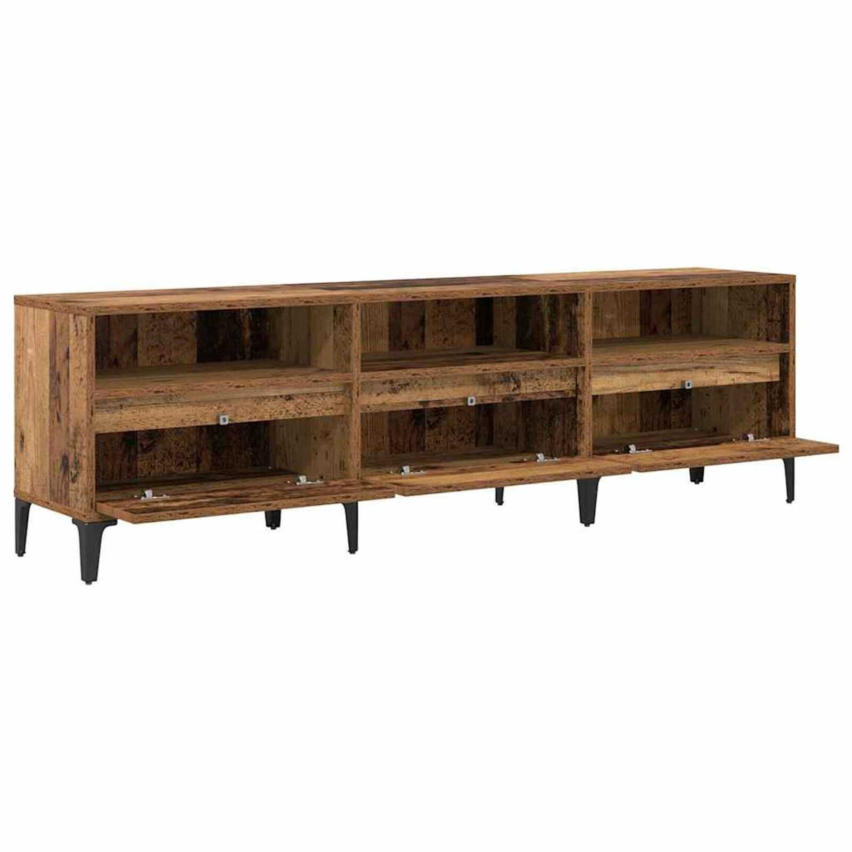 Wooden TV Stand 150cm Wide With 3 Flap Doors - Vantage Home