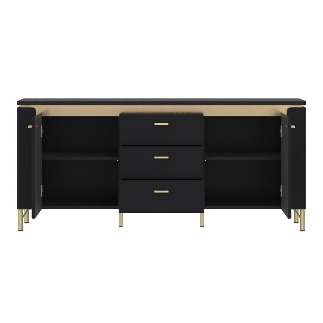 Wooden TV Stand 155cm Wide With 2 Doors And 3 Drawers - Genoa