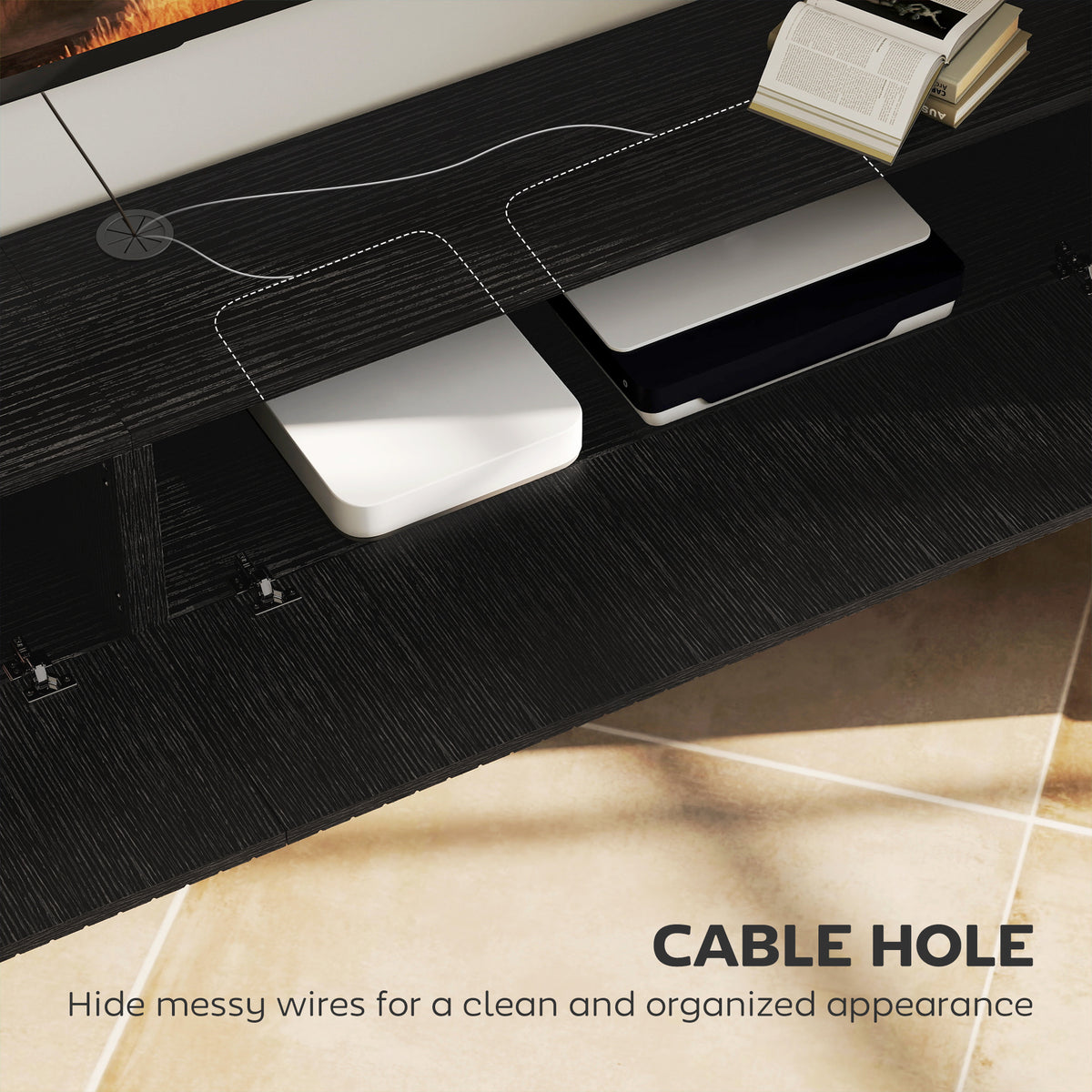 Wooden TV Stand 180cm Wide Wall Hung - Velmora
