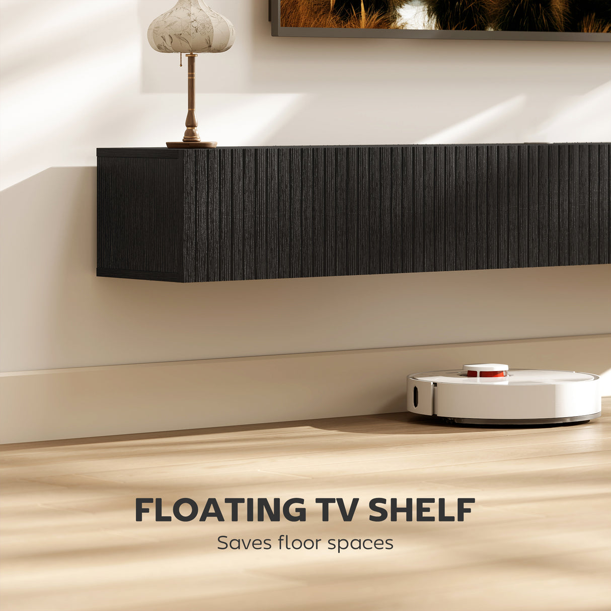 Wooden TV Stand 180cm Wide Wall Hung - Velmora