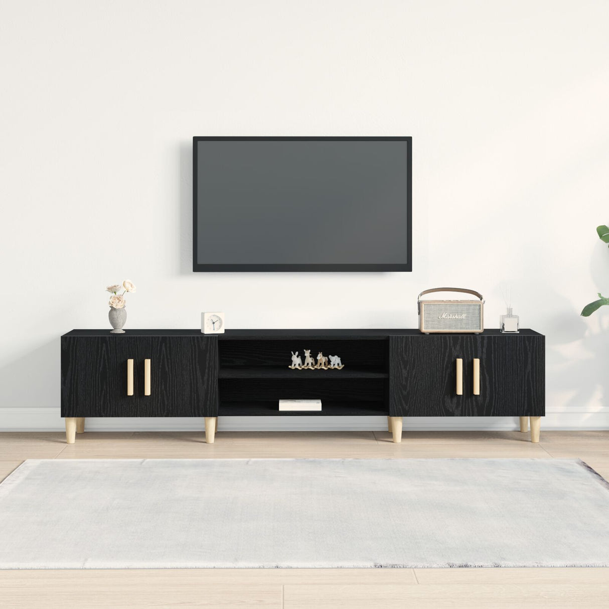 Wooden TV Stand 180cm Wide With 4 Doors - Vantage Home