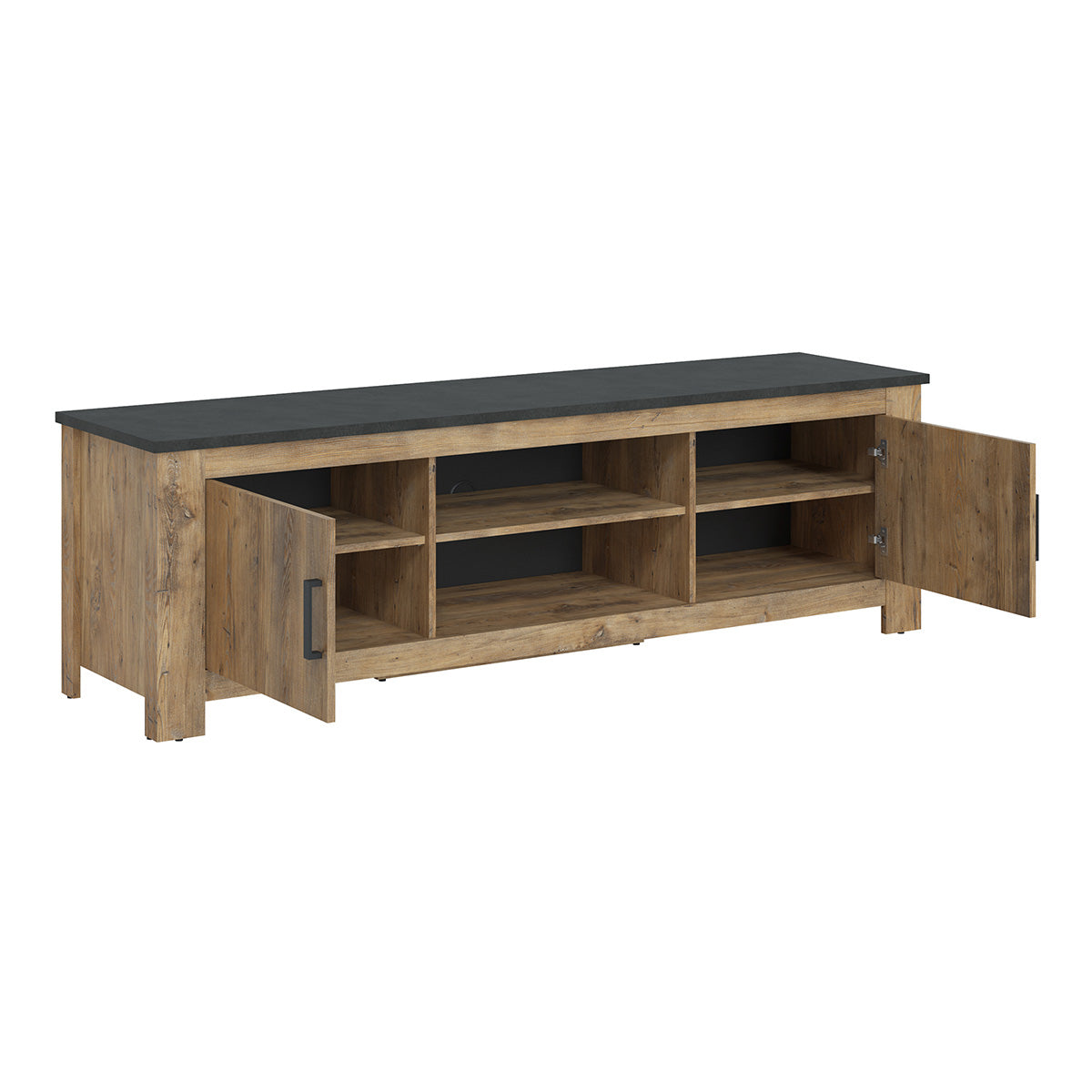 Wooden TV Stand 189cm Wide With 2 Doors And Open Shelf - Rapallo