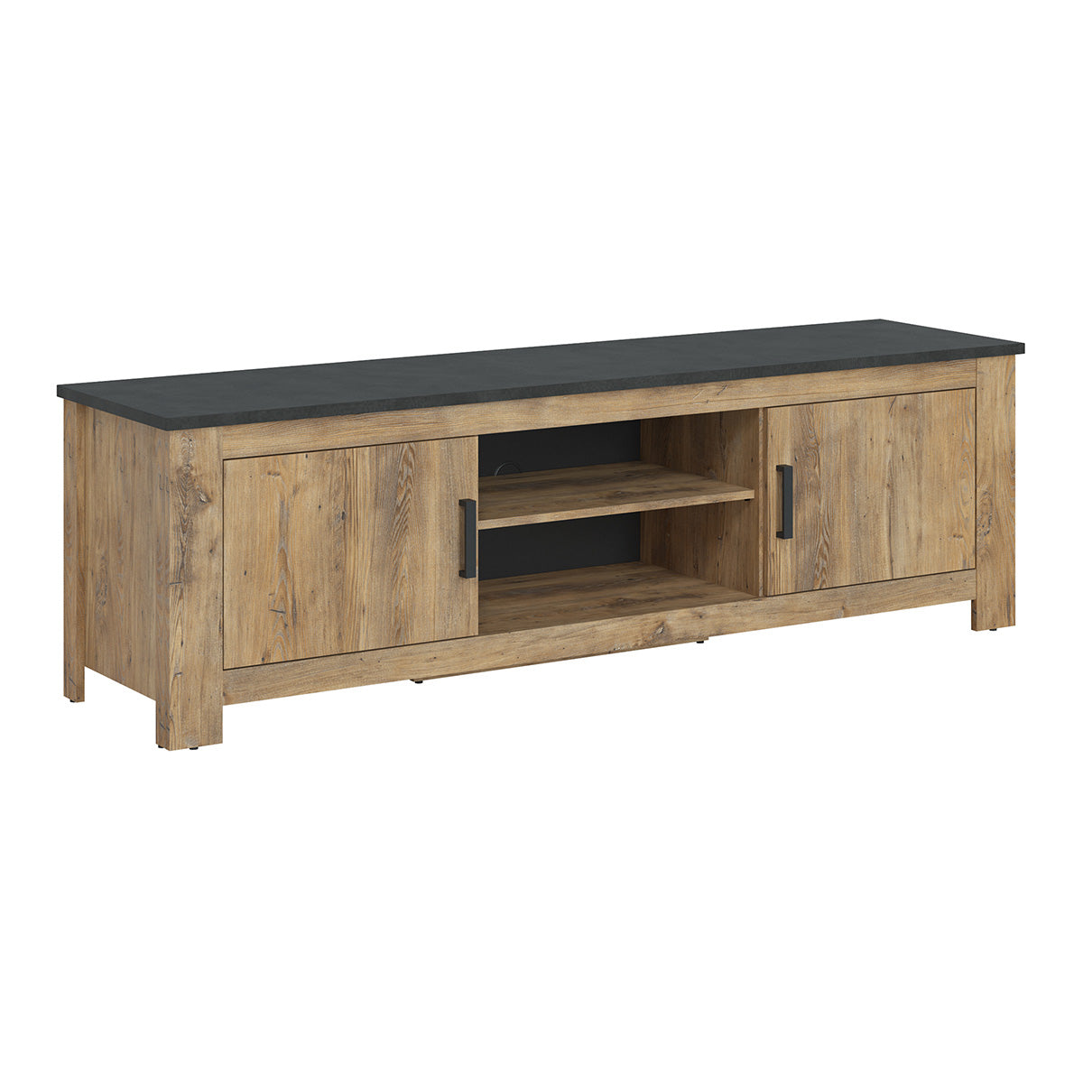 Wooden TV Stand 189cm Wide With 2 Doors And Open Shelf - Rapallo