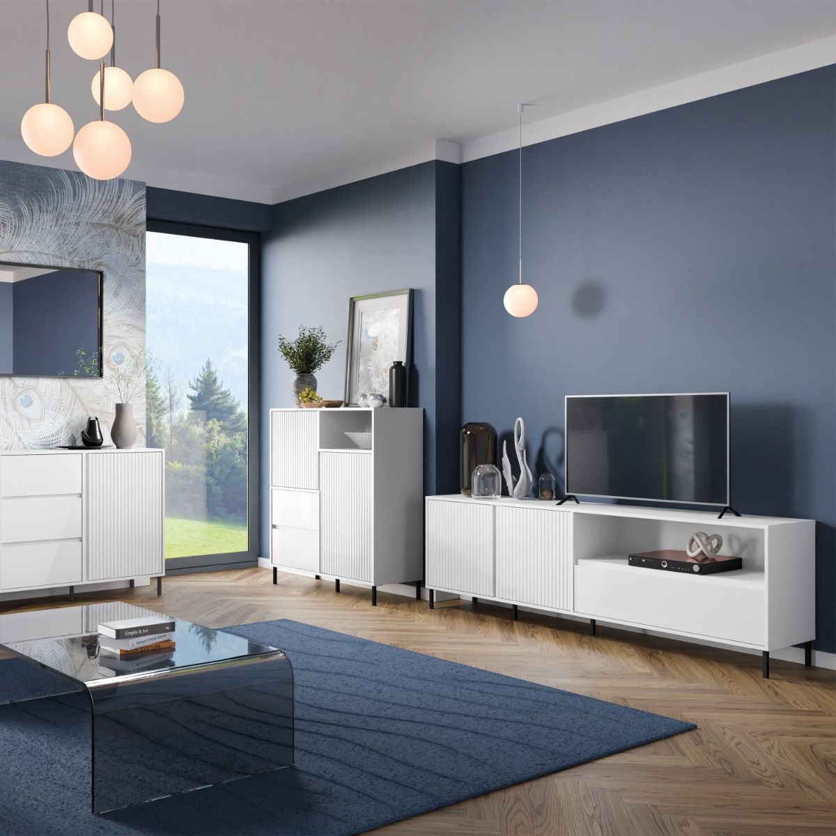 Wooden TV Stand With 2 Doors And 1 Drawer - Avenale