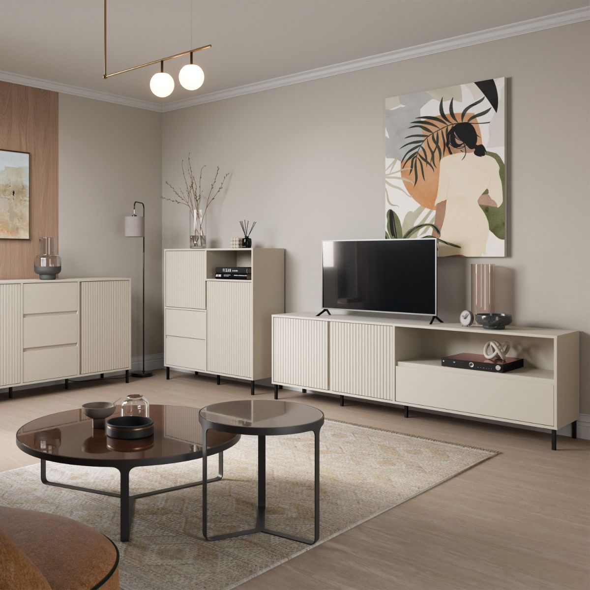 Wooden TV Stand With 2 Doors And 1 Drawer - Avenale