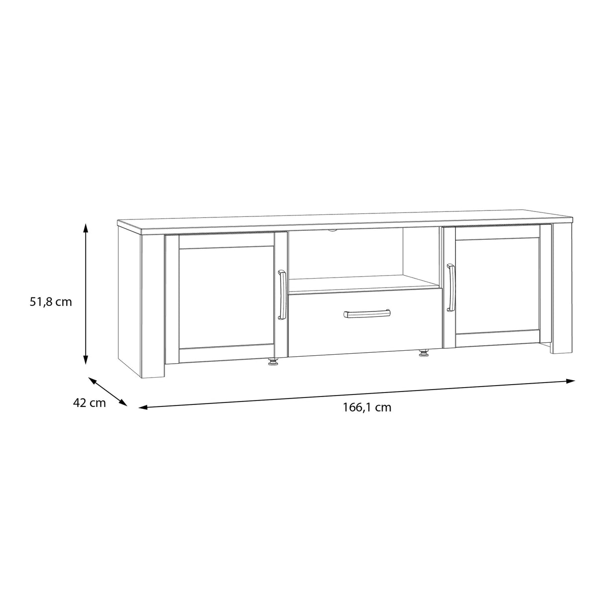 Wooden TV Stand With 2 Doors And 1 Drawer - Bohol