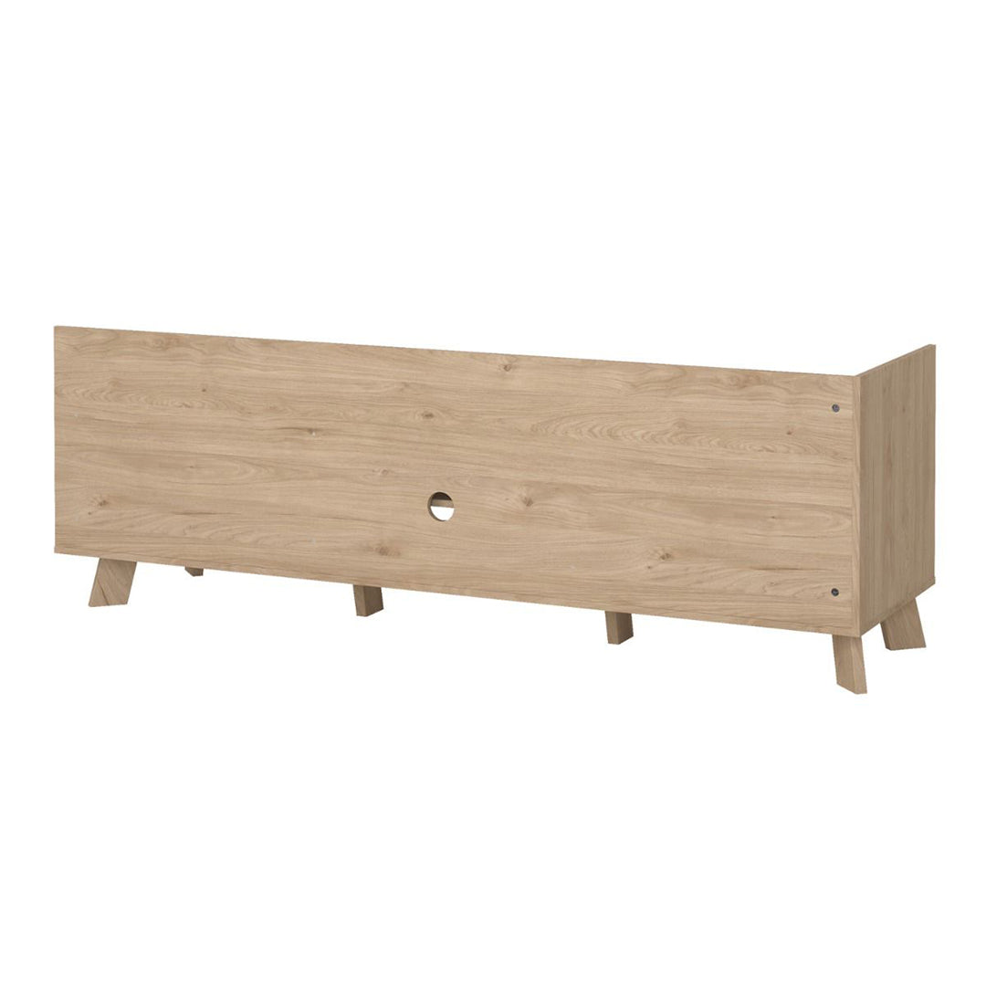 Wooden TV Stand With 2 Doors And 1 Drawer In White Fronts - Ikast