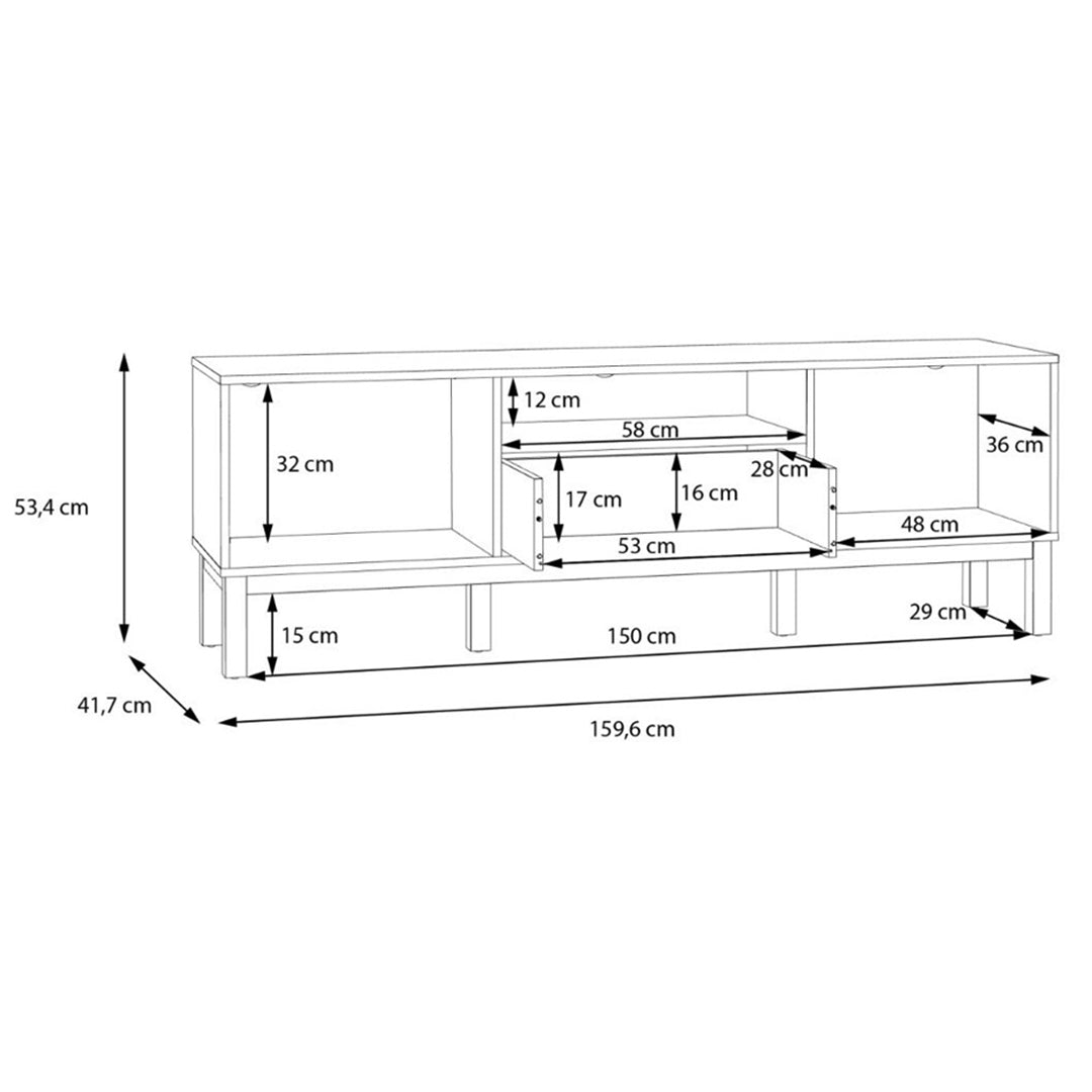 Wooden TV Stand With 2 Doors And 1 Drawer Inc. LED Lights - Wensley