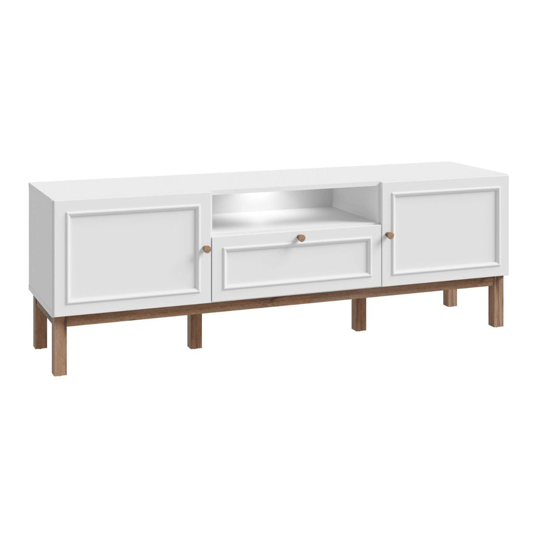 Wooden TV Stand With 2 Doors And 1 Drawer Inc. LED Lights - Wensley
