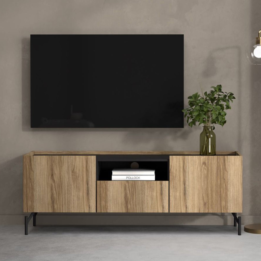 Wooden TV Stand With 2 Doors And 1 Drawer - Kendall
