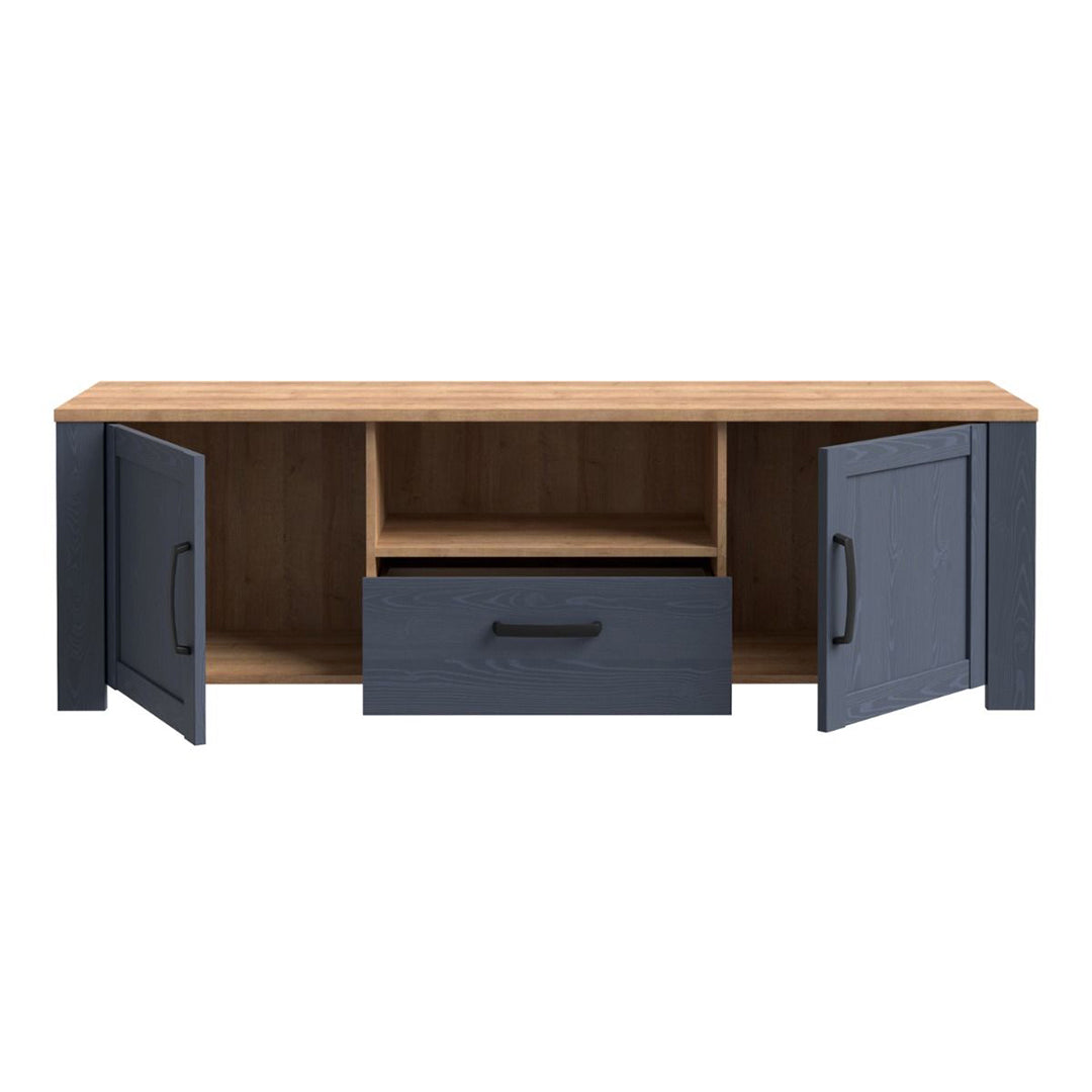 Wooden TV Stand With 2 Doors 1 Drawer With LED Lights - Bohol