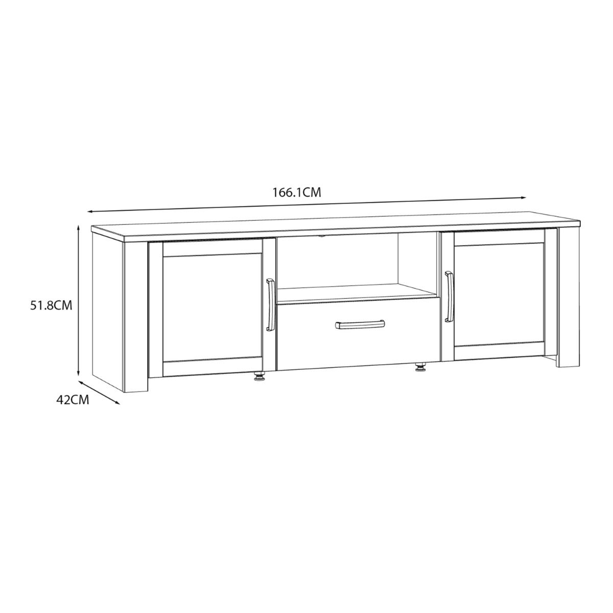 Wooden TV Stand With 2 Doors 1 Drawer With LED Lights - Bohol