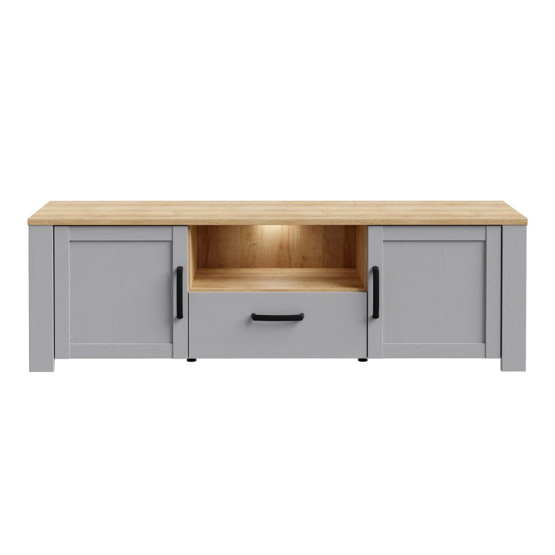 Wooden TV Stand With 2 Doors 1 Drawer With LED Lights - Bohol