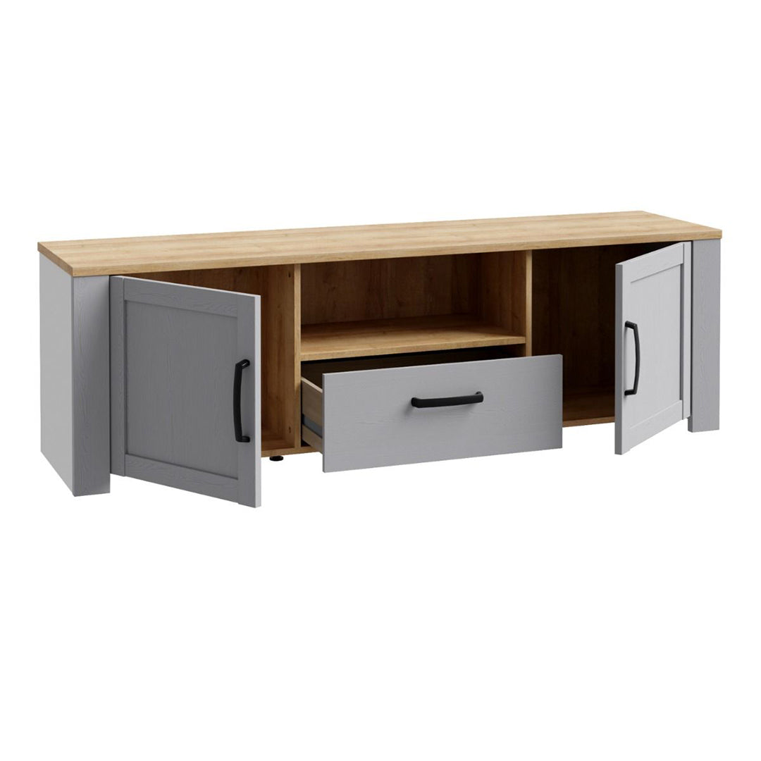 Wooden TV Stand With 2 Doors 1 Drawer With LED Lights - Bohol