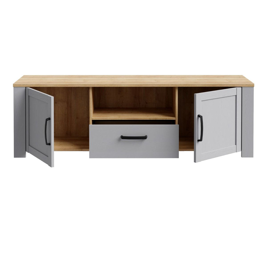 Wooden TV Stand With 2 Doors 1 Drawer With LED Lights - Bohol