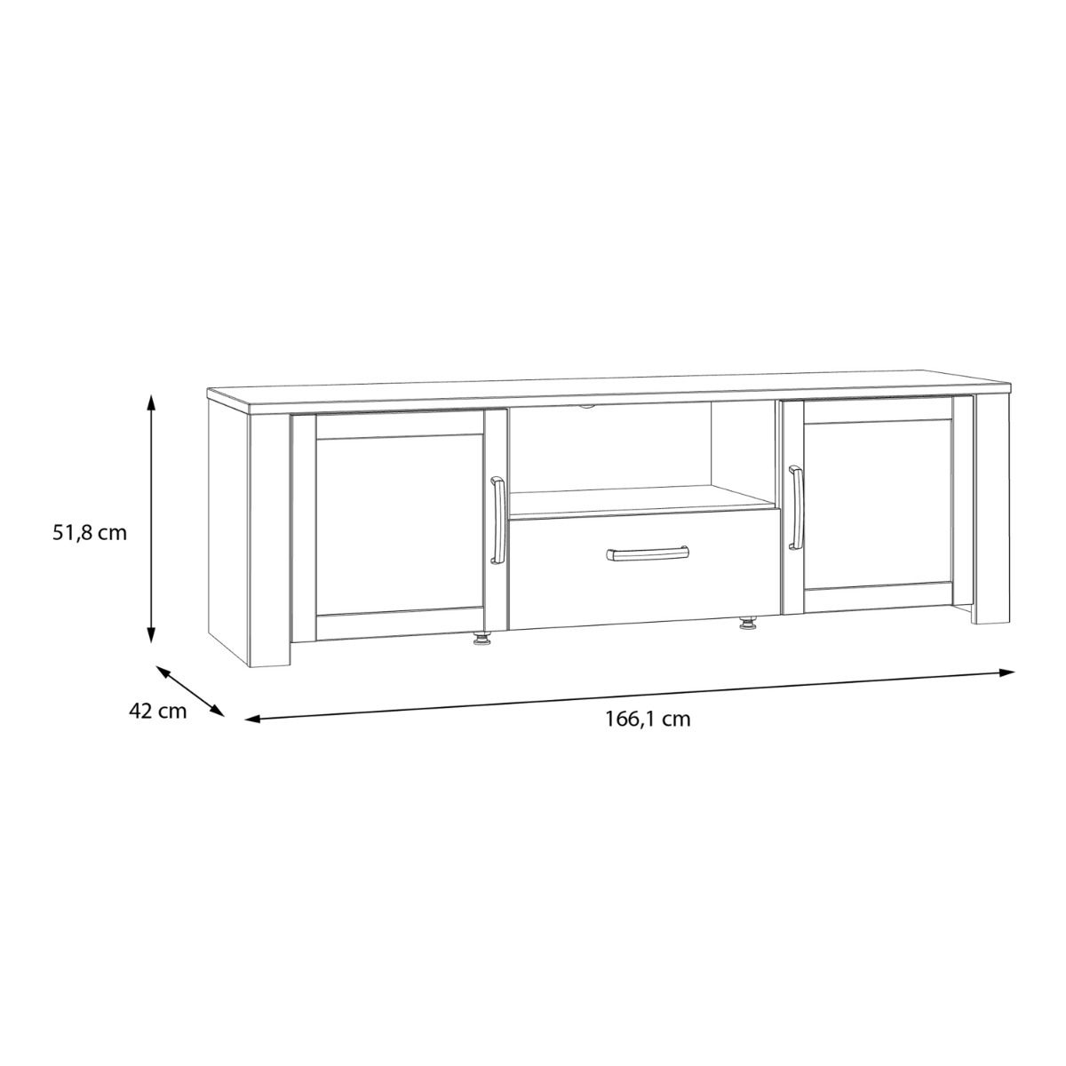 Wooden TV Stand With 2 Doors 1 Drawer With LED Lights - Bohol