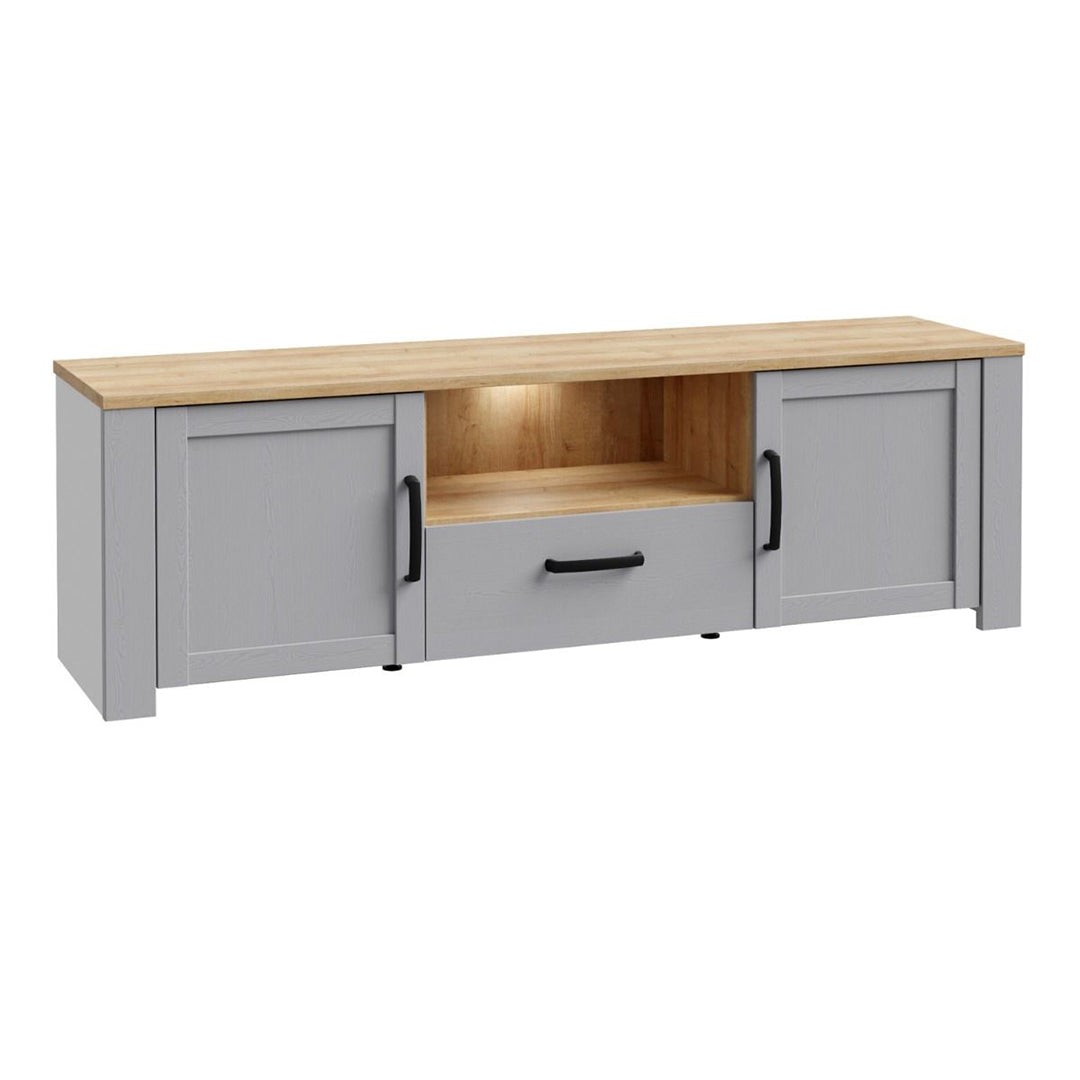 Wooden TV Stand With 2 Doors 1 Drawer With LED Lights - Bohol