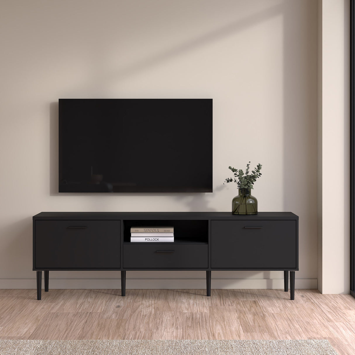 Wooden TV Stand With 2 Doors And 1 Drawer - Media