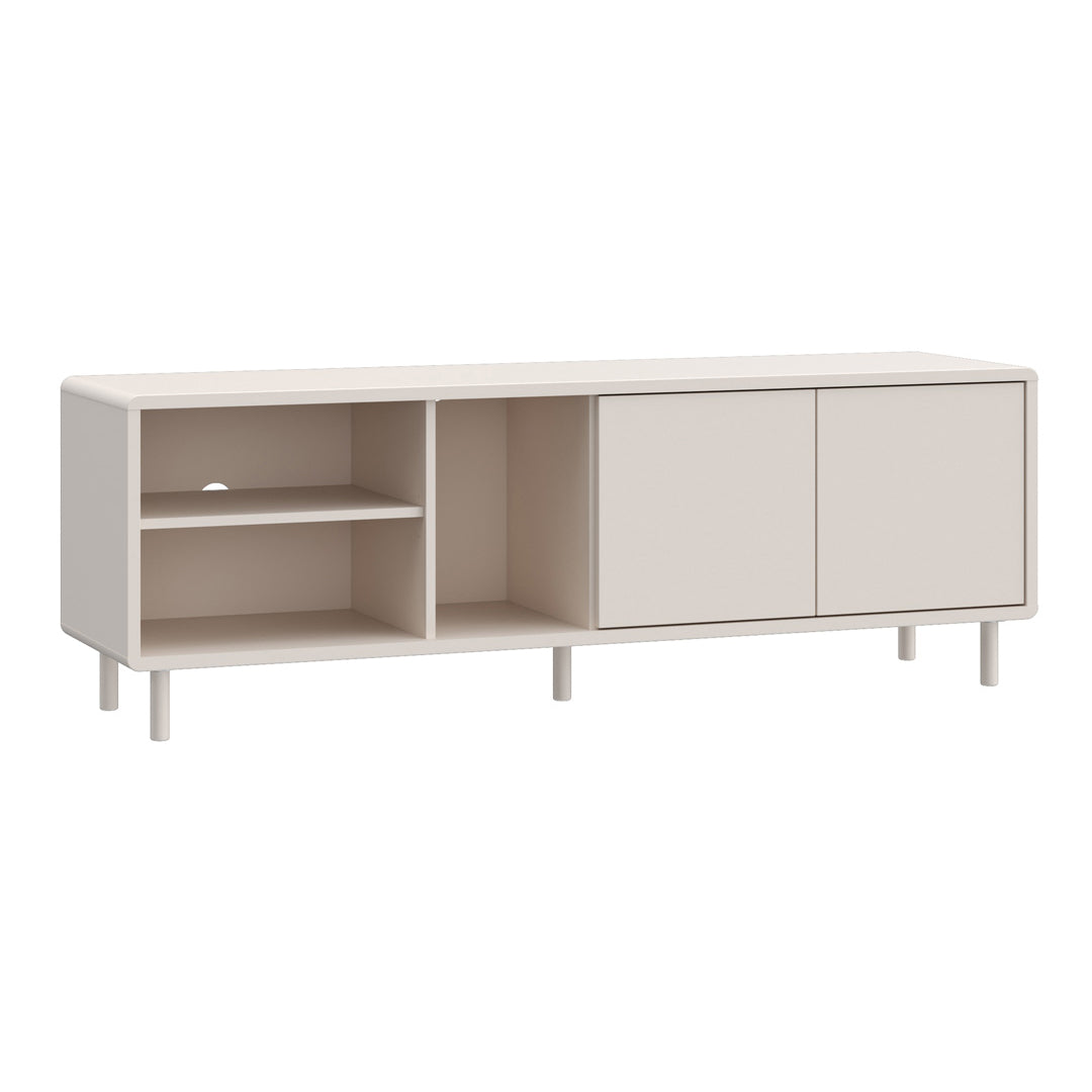 Wooden TV Stand With 2 Doors And Open Shelves - Playly